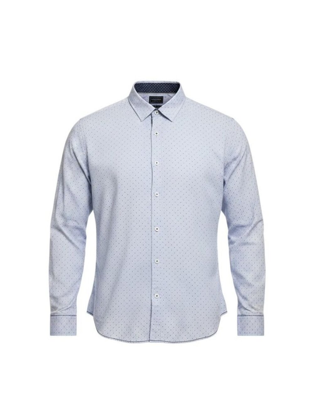 7Diamonds Mens Classic Fit Light Blue Polka Dot Long Sleeve Button-Up Shirt XL